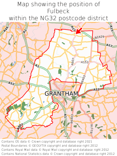 Map showing location of Fulbeck within NG32