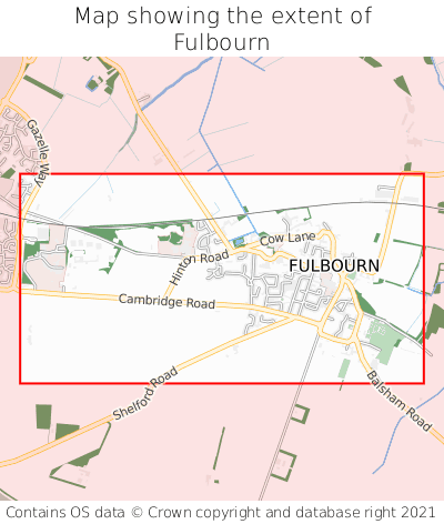 Map showing extent of Fulbourn as bounding box