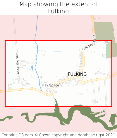 Map showing extent of Fulking as bounding box