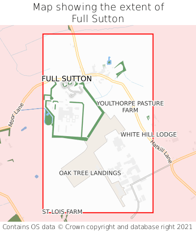Map showing extent of Full Sutton as bounding box