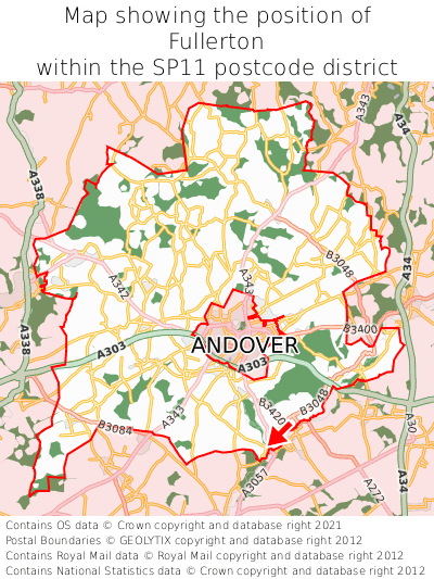 Map showing location of Fullerton within SP11