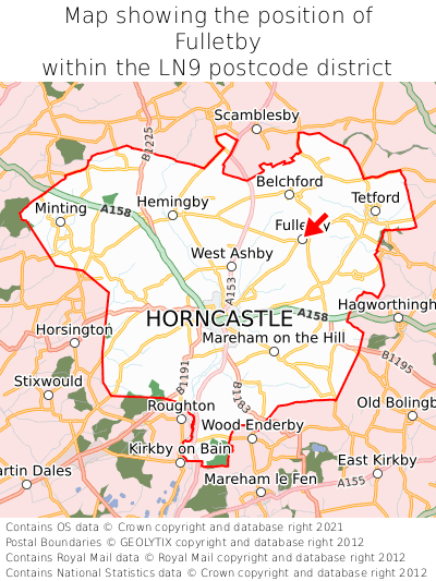 Map showing location of Fulletby within LN9