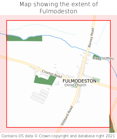 Map showing extent of Fulmodeston as bounding box