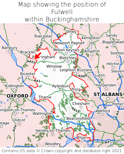 Map showing location of Fulwell within Buckinghamshire
