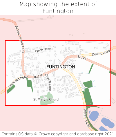 Map showing extent of Funtington as bounding box