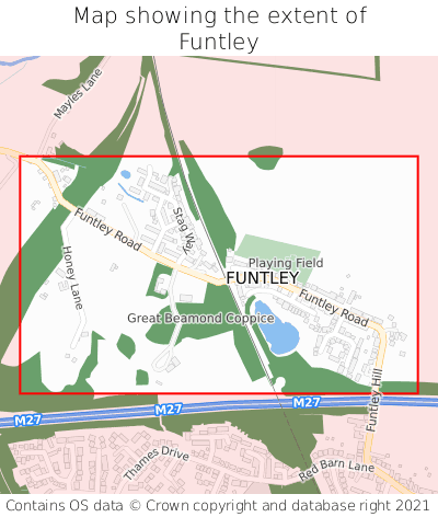 Map showing extent of Funtley as bounding box