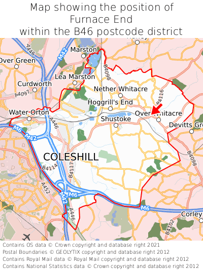 Map showing location of Furnace End within B46