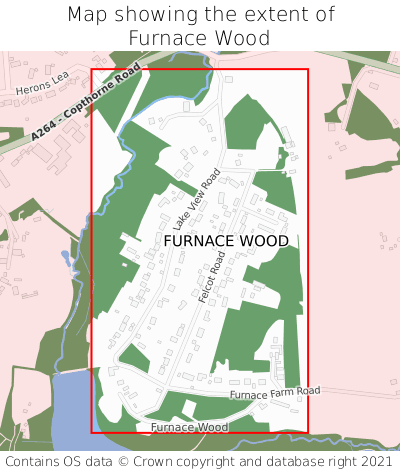 Map showing extent of Furnace Wood as bounding box