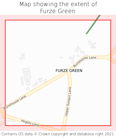 Map showing extent of Furze Green as bounding box