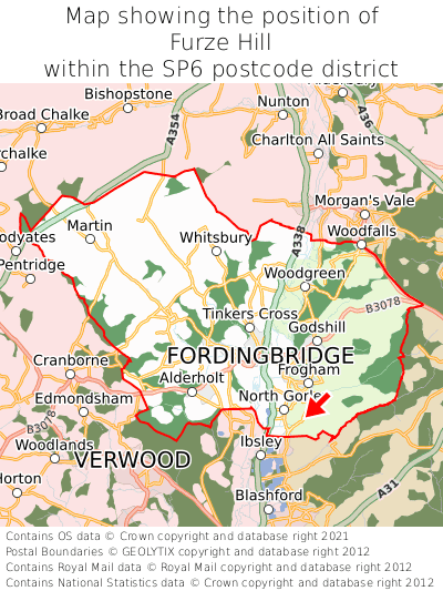 Map showing location of Furze Hill within SP6