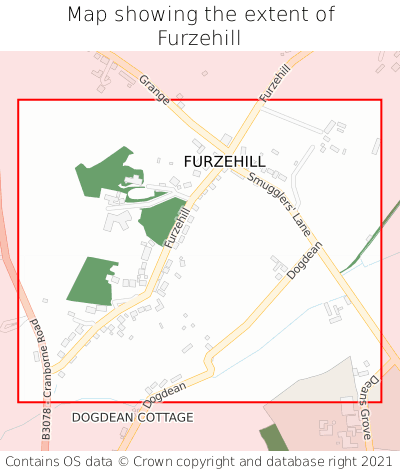 Map showing extent of Furzehill as bounding box