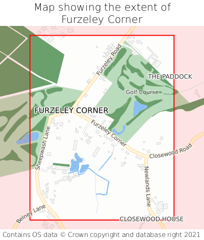 Map showing extent of Furzeley Corner as bounding box