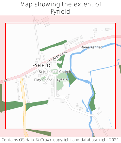 Map showing extent of Fyfield as bounding box
