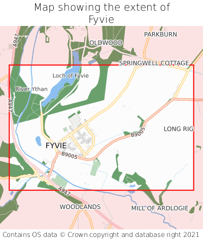 Map showing extent of Fyvie as bounding box