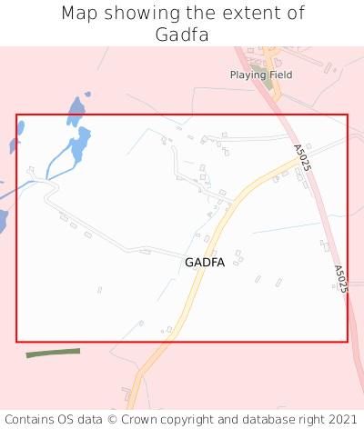 Map showing extent of Gadfa as bounding box