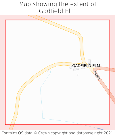 Map showing extent of Gadfield Elm as bounding box
