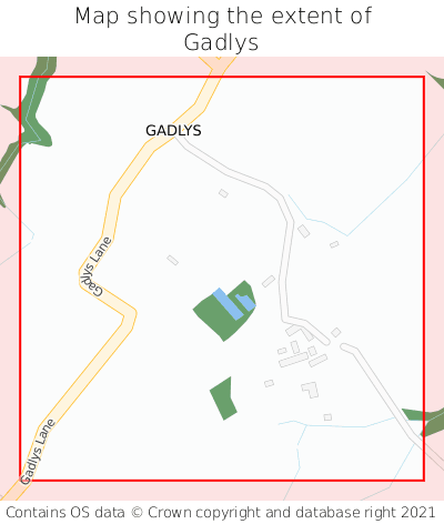 Map showing extent of Gadlys as bounding box
