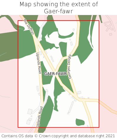 Map showing extent of Gaer-fawr as bounding box