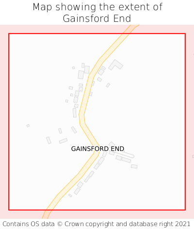 Map showing extent of Gainsford End as bounding box