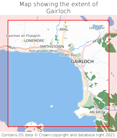 Map showing extent of Gairloch as bounding box