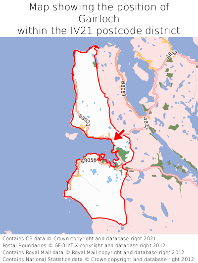 Map showing location of Gairloch within IV21