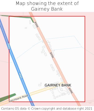 Map showing extent of Gairney Bank as bounding box