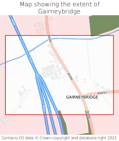 Map showing extent of Gairneybridge as bounding box