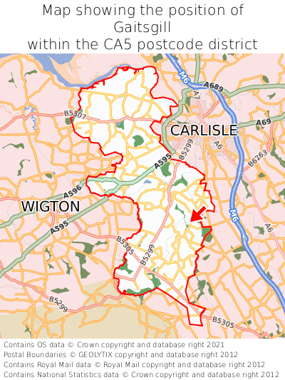 Map showing location of Gaitsgill within CA5