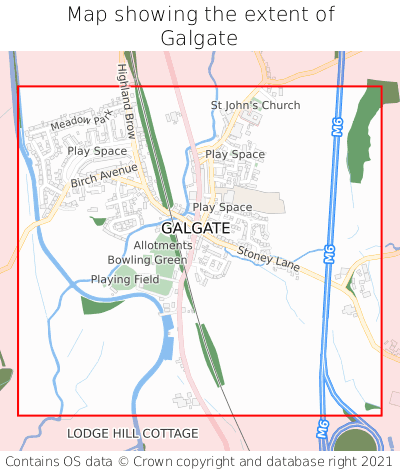 Map showing extent of Galgate as bounding box