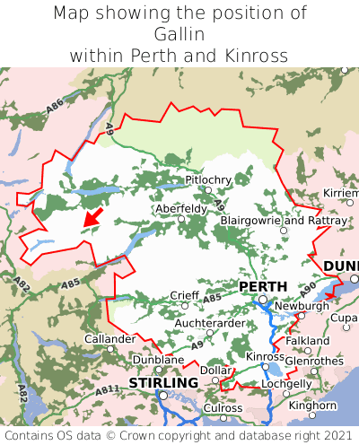 Map showing location of Gallin within Perth and Kinross