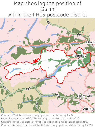 Map showing location of Gallin within PH15