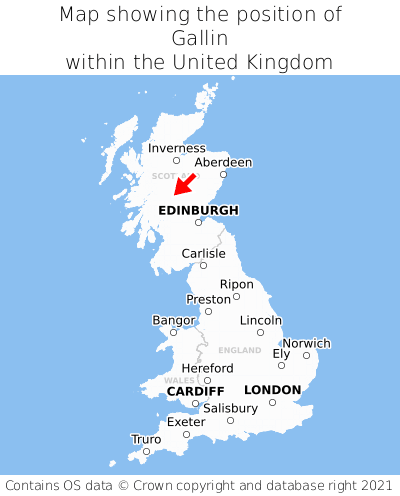 Map showing location of Gallin within the UK