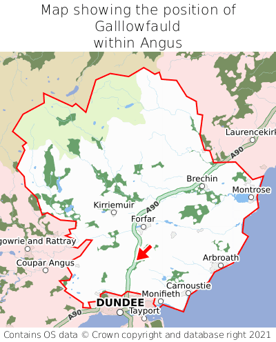 Map showing location of Galllowfauld within Angus