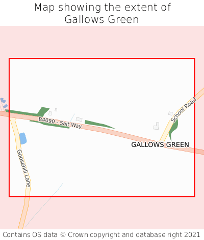 Map showing extent of Gallows Green as bounding box