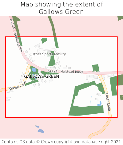 Map showing extent of Gallows Green as bounding box