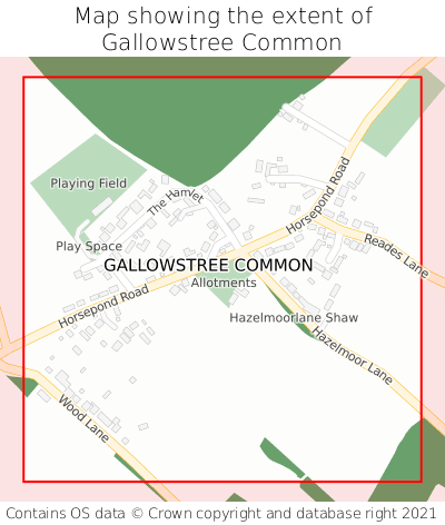 Map showing extent of Gallowstree Common as bounding box