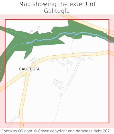 Map showing extent of Galltegfa as bounding box