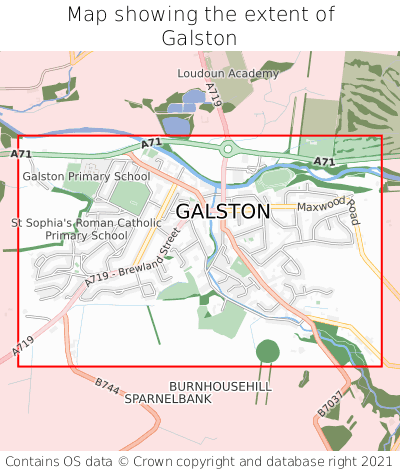 Map showing extent of Galston as bounding box