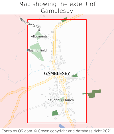 Map showing extent of Gamblesby as bounding box
