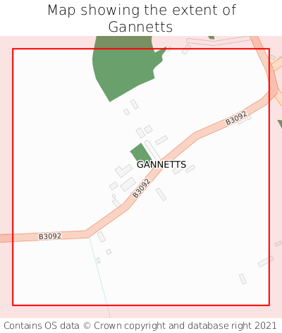 Map showing extent of Gannetts as bounding box