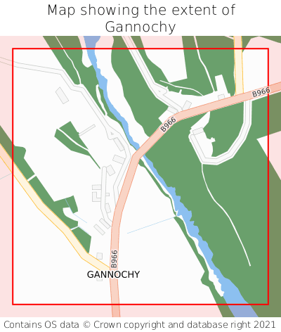 Map showing extent of Gannochy as bounding box