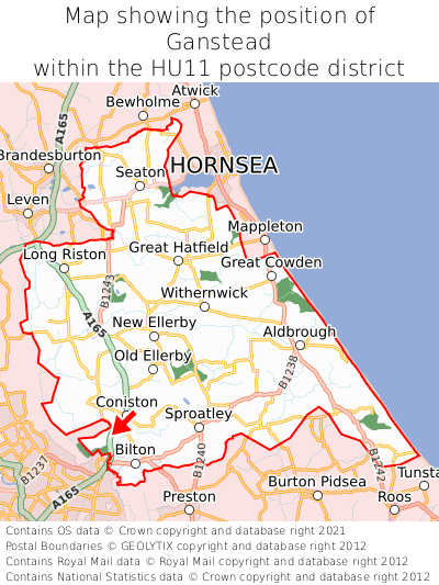 Map showing location of Ganstead within HU11