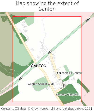 Map showing extent of Ganton as bounding box