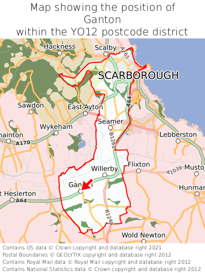 Map showing location of Ganton within YO12