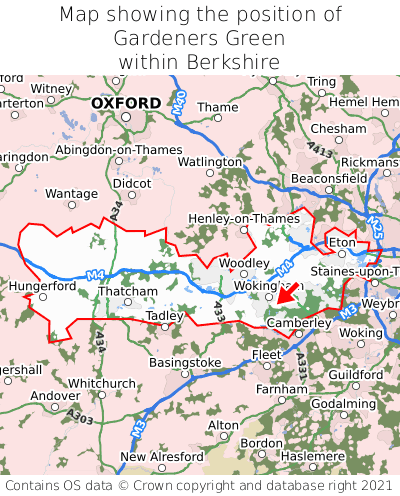 Map showing location of Gardeners Green within Berkshire