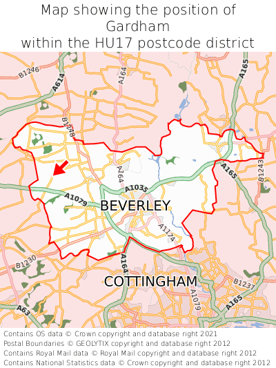 Map showing location of Gardham within HU17