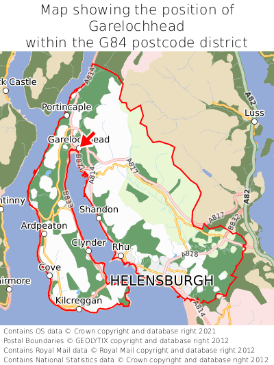 Map showing location of Garelochhead within G84