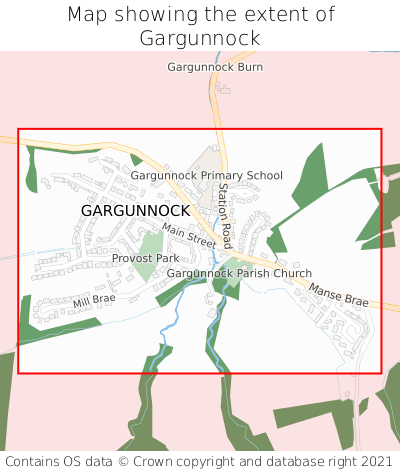 Map showing extent of Gargunnock as bounding box