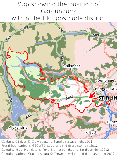 Map showing location of Gargunnock within FK8