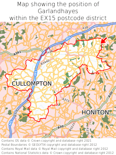 Map showing location of Garlandhayes within EX15